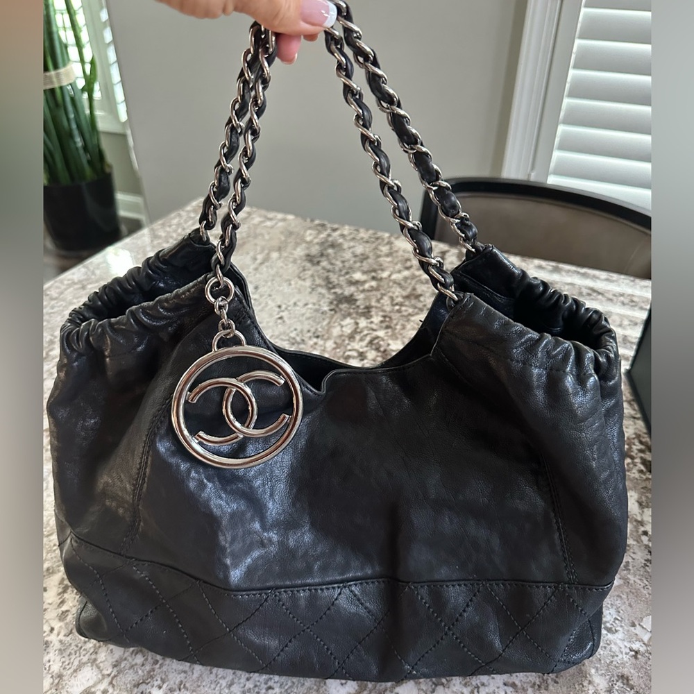 Authentic CHANEL Coco Cabas Handbag - Black Caviar